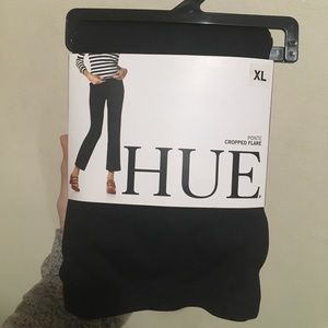 HUE NWT Ponte Cropped Flare Leggings Black Size XL